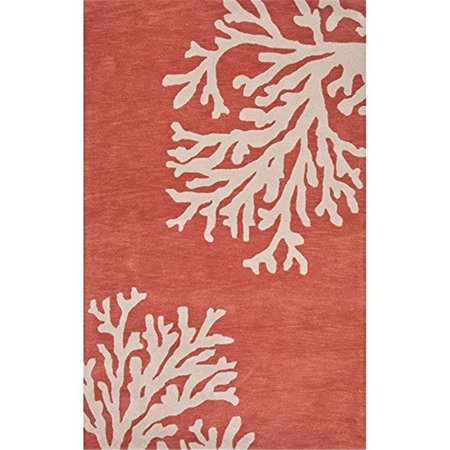 JAIPUR RUGS Modern Coastal Pattern - Wool Area Rug - Orange and White RUG118542